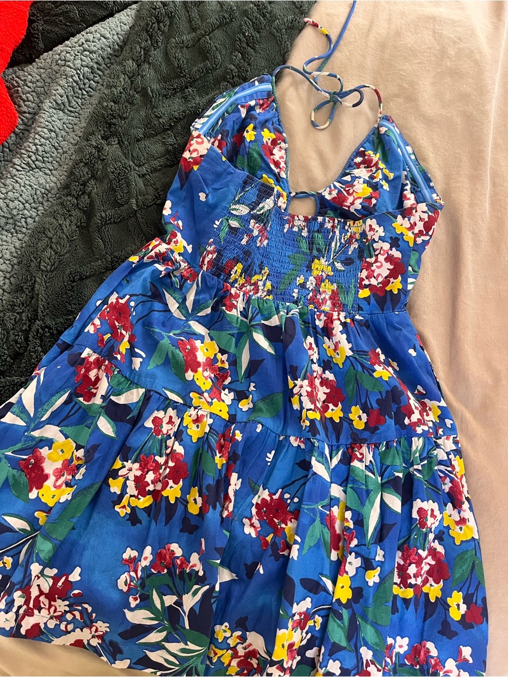 Anthropologie Blue Floral Halter Mini Dress - Picture 4 of 4